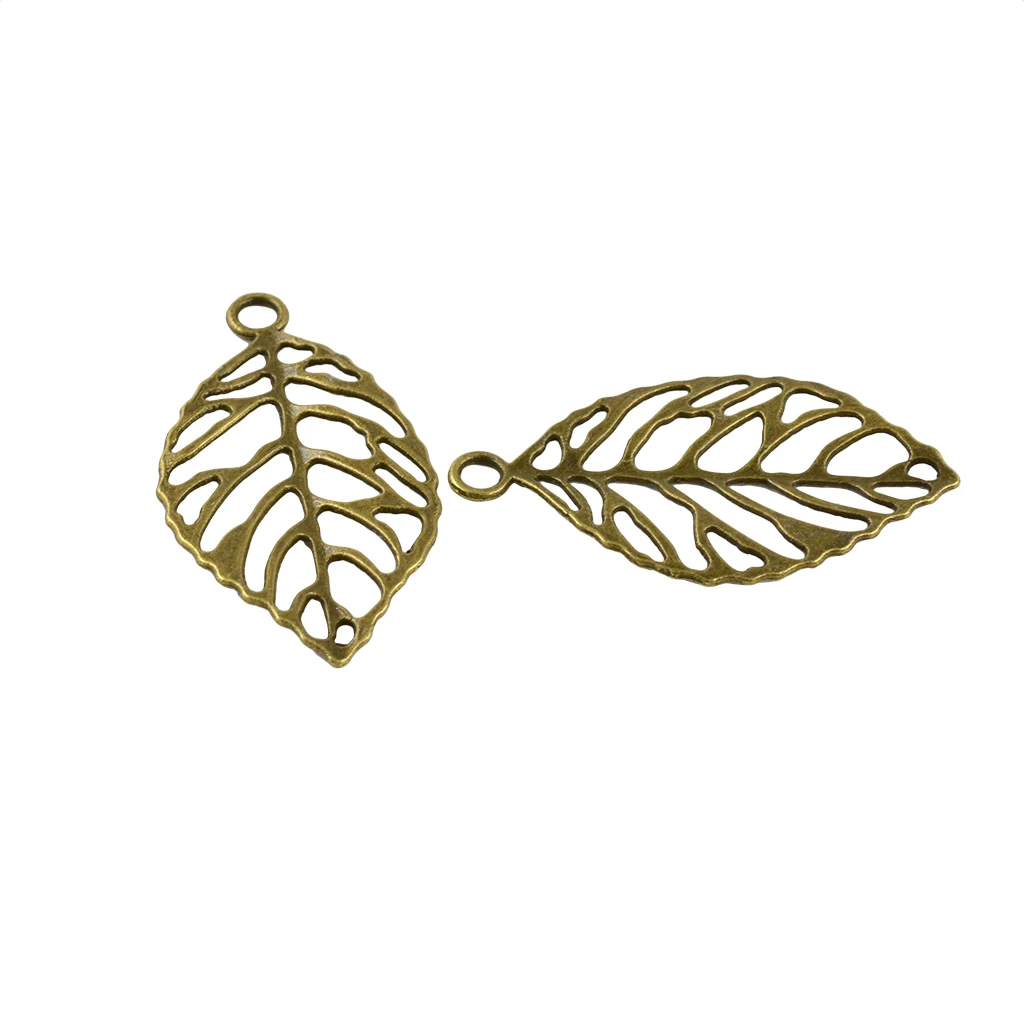 20 Pieces Retro Bronze Hollow Leaf Vein Charms Pendants Connector DIY Jewelry Making