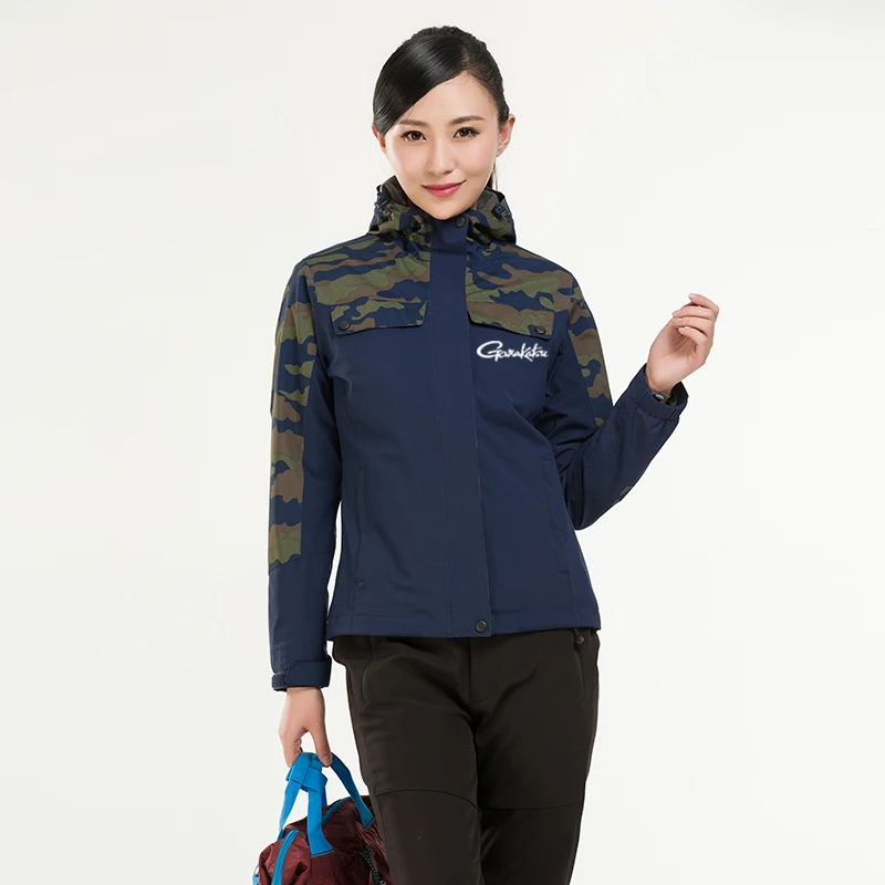 

Gamakatsu Women Fishing Outdoor Jacket Waterproof Windbreaker Fishing Clothing Coat Two-piece Set Winter Warm Fishing Clothes