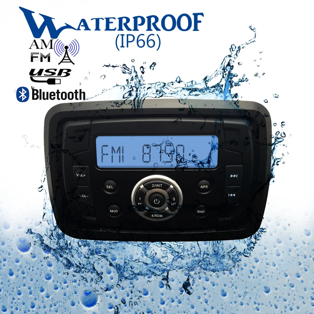 防水マリンボート Bluetooth ラジオステレオサウンドシステムデジタルメディアオートバイオーディオ AM FM MP3 プレーヤー