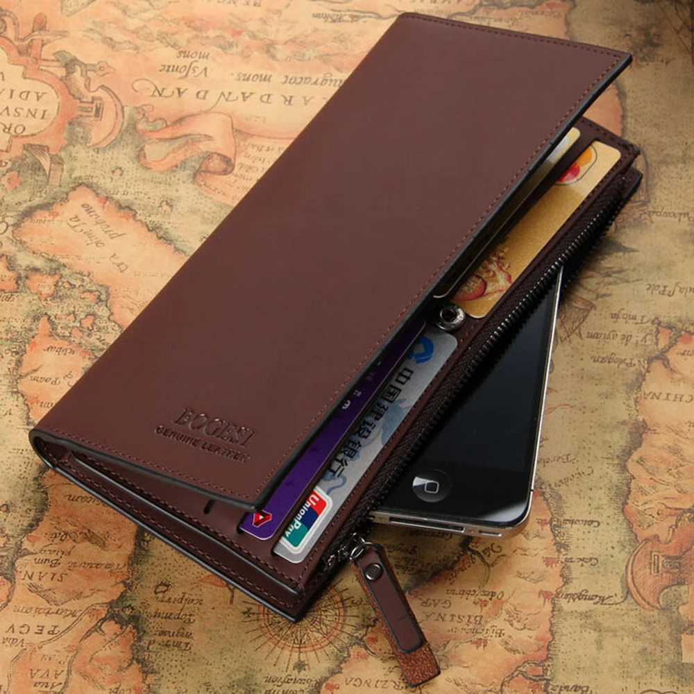  Bogesi Long Male Cuzdan Luxury Portfolio Designer Famous Brand Leather Men Wallet Purse Carteras Walet Bag Money Pocket Vallet 