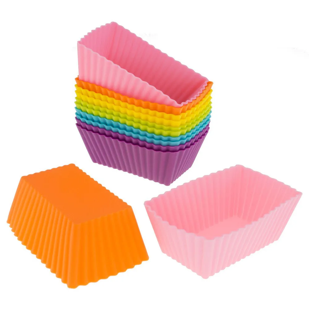 Cake Mould,Clode® 12PC Kitchen Craft Cake Cup Chocolate Liners Rectangle jelly mold Baking Cupcake Cases Muffin Cake
