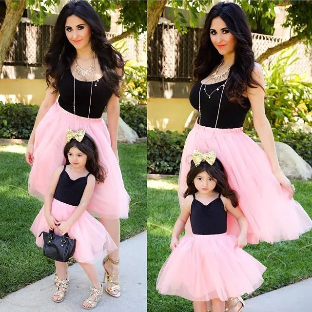 Одежда для мамы и дочки платье-пачка для мамы и дочки Свадебные платья для мамы и дочки Милая мама мамочка, розовая юбка-пачка одинаковые комплекты для семьи