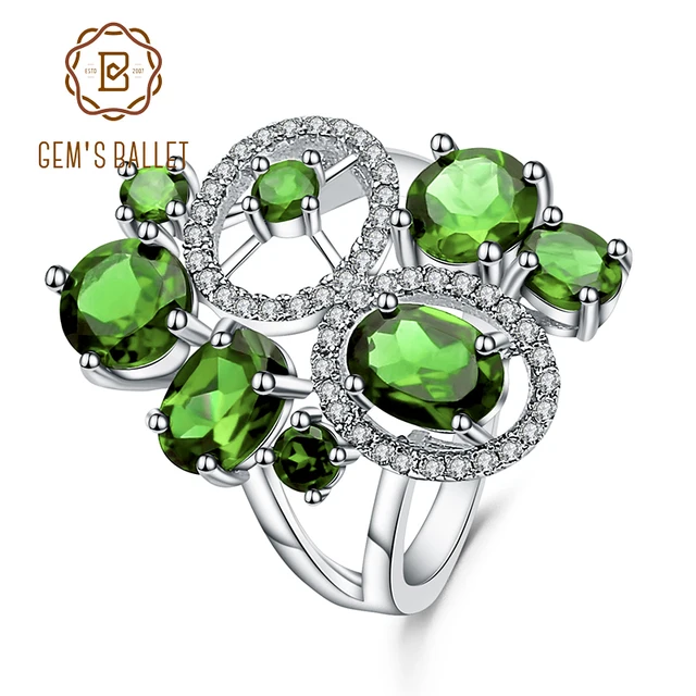  US $48.39 BALLET Natural Chrome Diopside Gemstone Sterling Silver Vintage Cocktail 