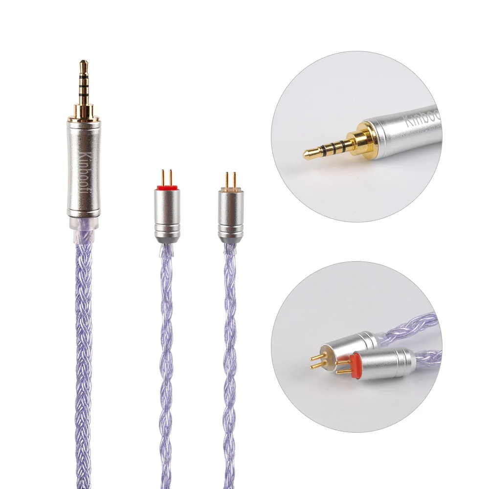 AK Kinboofi 16 Core посеребренный кабель 2,5/3,5/4,4 мм сбалансированный кабель для обновления наушников с MMCX/2Pin для ZS10 PRO AS16 AS12 - Цвет: 2PIN 2.5