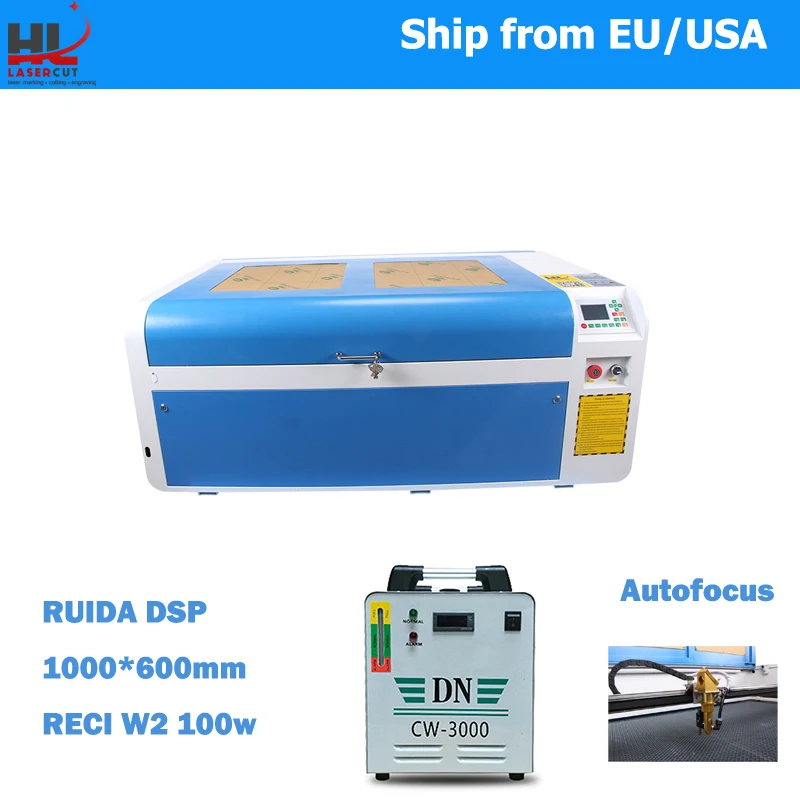 

Ship From EU/US No Tax Reci 100W Laser Cutting Engraving Machine Ruida DSP 1000*600 Work Size CW3000/5000 Chiller