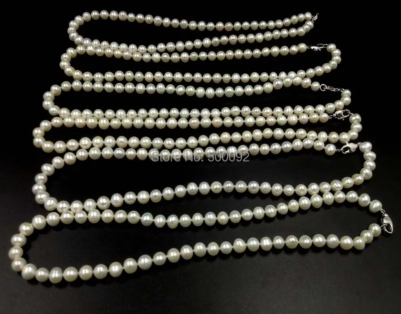 AA wholesale 6 Qty 7 8mm white real pearl necklacereal pearl necklace
