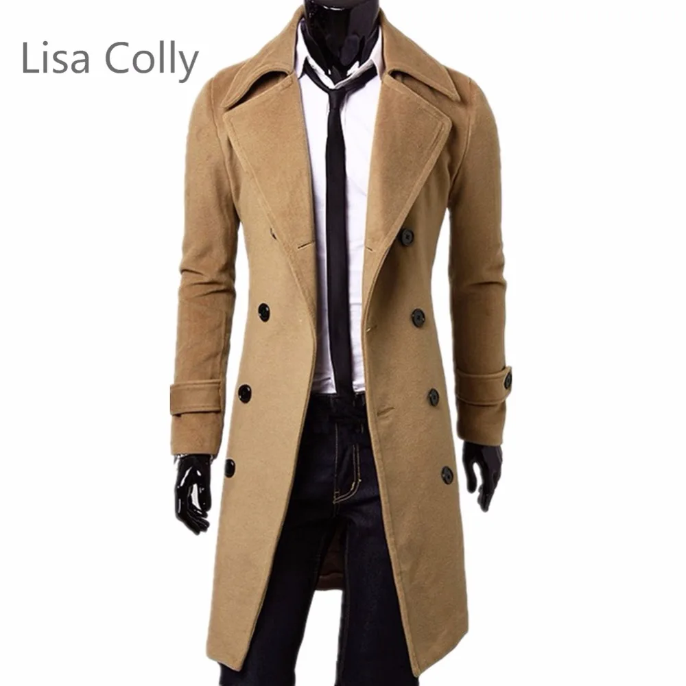 Мужской двубортный Тренч Lisa Colly серый черный зимний 2019|jacket coat men|coat menfashion men |