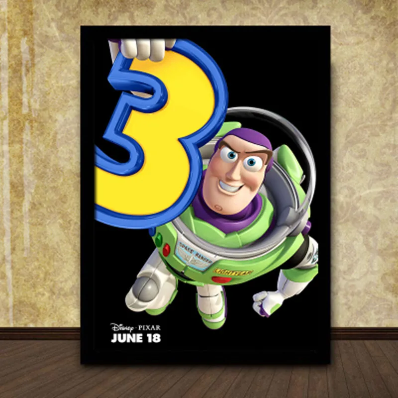 

Toy Story 3 Spaceman Buzz Lightyear Solid Wood Frame Painting Pendant Cartoon Poster Bedroom Background Wall Ornaments X1206