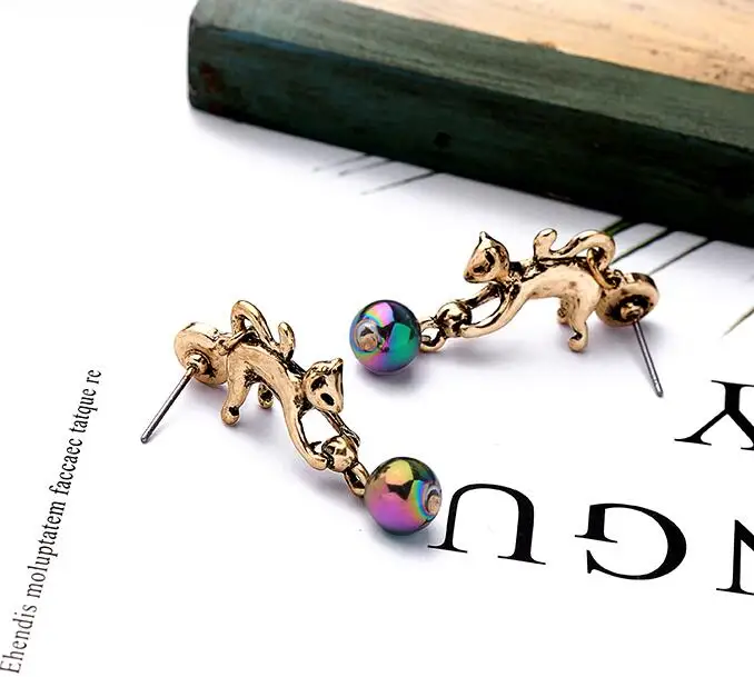 

Personality Retro Original Cute Cat Fashion Lovely Earrings Trendy Women Rhinestone Brincos Earrings Bijoux Jewelry Gift E5724