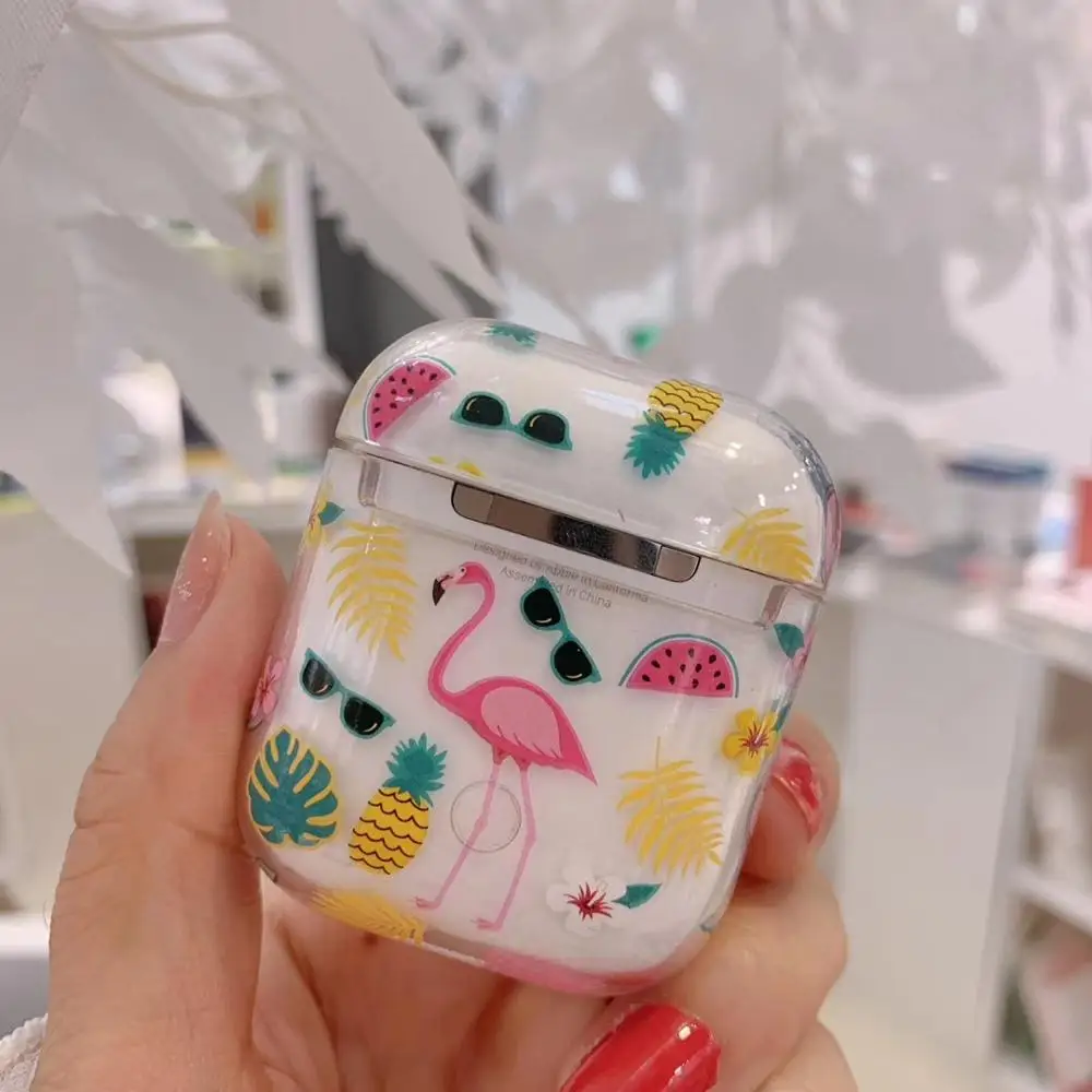 

Flamingo Wireless Bluetooth Earphone Case For Apple AirPods PC Hard Charging Headphones Cases For Airpods 1/2 Protective Cover