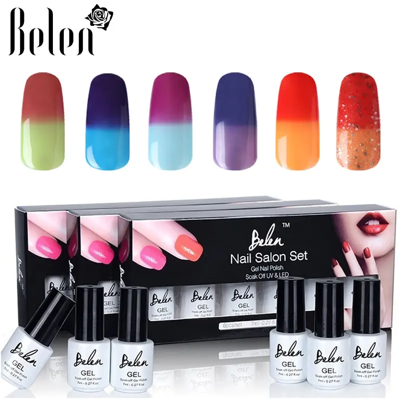 

Belen Temperature Change Color Gel Nail Polish 6PCS Gift Set Lacquers Thermo Lucky Varnish Semi Permanent Nail Art 7ml Set
