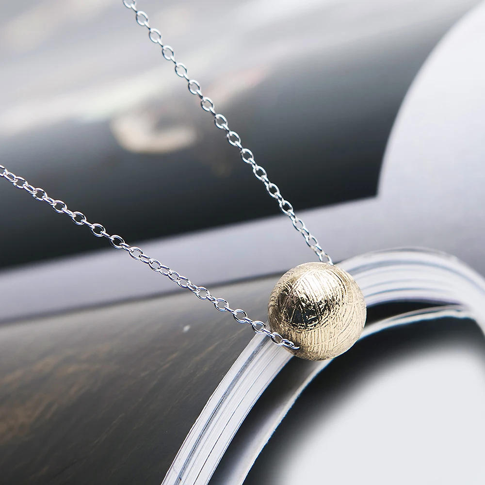

Genuine Natural Gibeon Meteorite Moldavite Gems Stone Round Pendant Fashion Pendant Necklace Woman 8mm 10mm 12mm