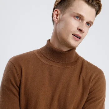 

100% Pure Cashmere Knitted Sweater Men High Quality Turtleneck Jumpers Hot Sale 6Colors Man Sweaters Standard Clothes Male Tops