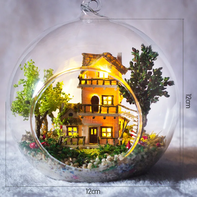 DIY Doll House Wodden Miniatura Doll Houses Furniture Kit Glass Cover Assemble Dollhouse Toys For Children Norwegian Tree House