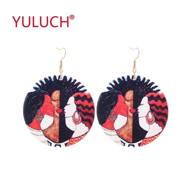 

YULUCH 2018 Popular painted double-sided character man pendant earrings for fashion women jewelry accessories gifts
