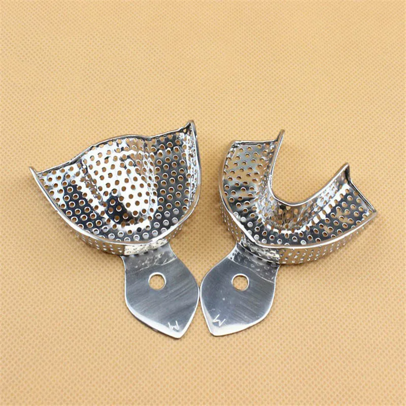 10pcs/Set Stainless Steel Dental Impression Tray Autoclavable Upper Lower Teeth Tray Denture Instrument Trays Dentist Tools