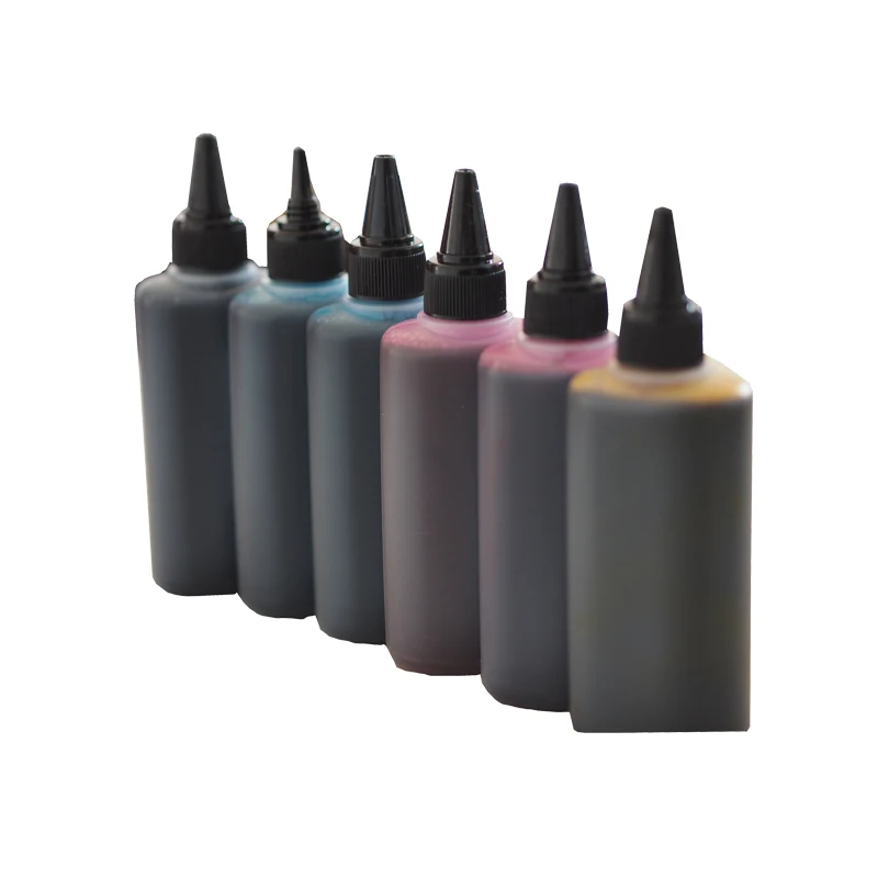 New 6 colors (CMYKLCLM) TPU Ink use for Flatbed Printer Print on PC ABS PU TPU PVC Leather material with Free-Coating