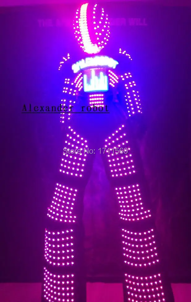 

LED Costume /LED Clothing/LED Light suits/ LED Robot suits/The chest video, Helmet programming/ Alexander robot suit