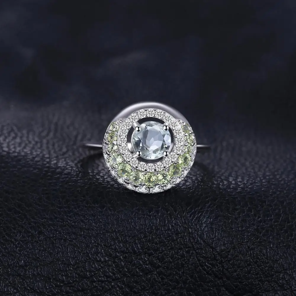 Tanie JewelryPalace oryginalna 1.4ct zielony ametyst Peridot efekt aureoli 925 srebro Vintage urok biżuterii moda dla kobiet