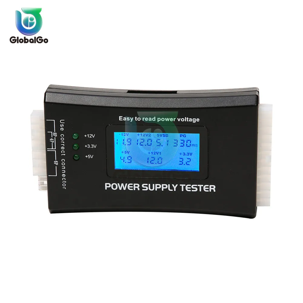 

Digital LCD Display PC Computer Power Supply Tester 20/24 Pin USB Connector Check Quick Bank Supply Power Measuring Tester Tool