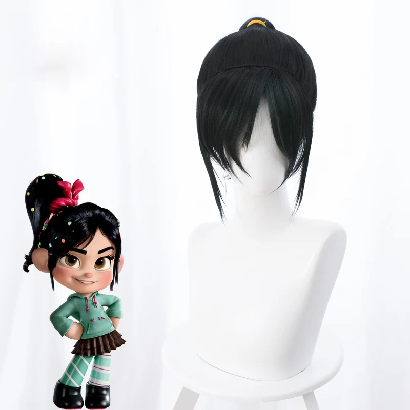 

Ralph Breaks the Internet Wreck-It Ralph 2 Vanellope Black Cosplay Wig Halloween Cosplay Prop No candy + Wig Cap
