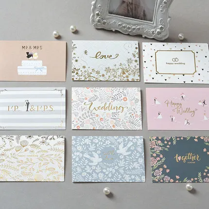 

Eno Greeting Wedding Mini Cards Happy Wedding Cards Invitatioin Mr&Mrs Message Cards Metallic Gold Valentine Love Cards