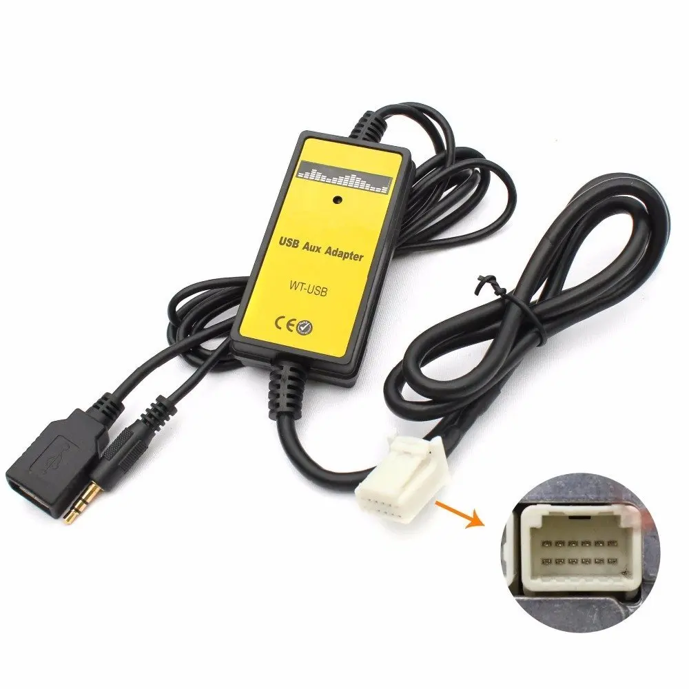 Car Digital USB MP3 MP4 Interface Adapter with 3.5mm AUX