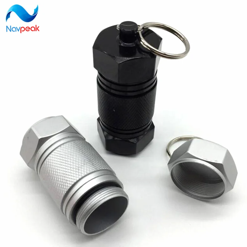 

1pcs Portable Stash Pill box case medicine Storage Keychain Bottle Keyring Key Ring metal Aluminum Waterproof Bottle Container