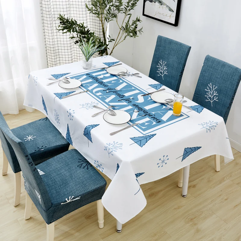 

iDouillet Printed Waterproof Tablecloth for Square Rectangle Table Cotton Linen Tabletop Chair Slipcover Party Home Decoration
