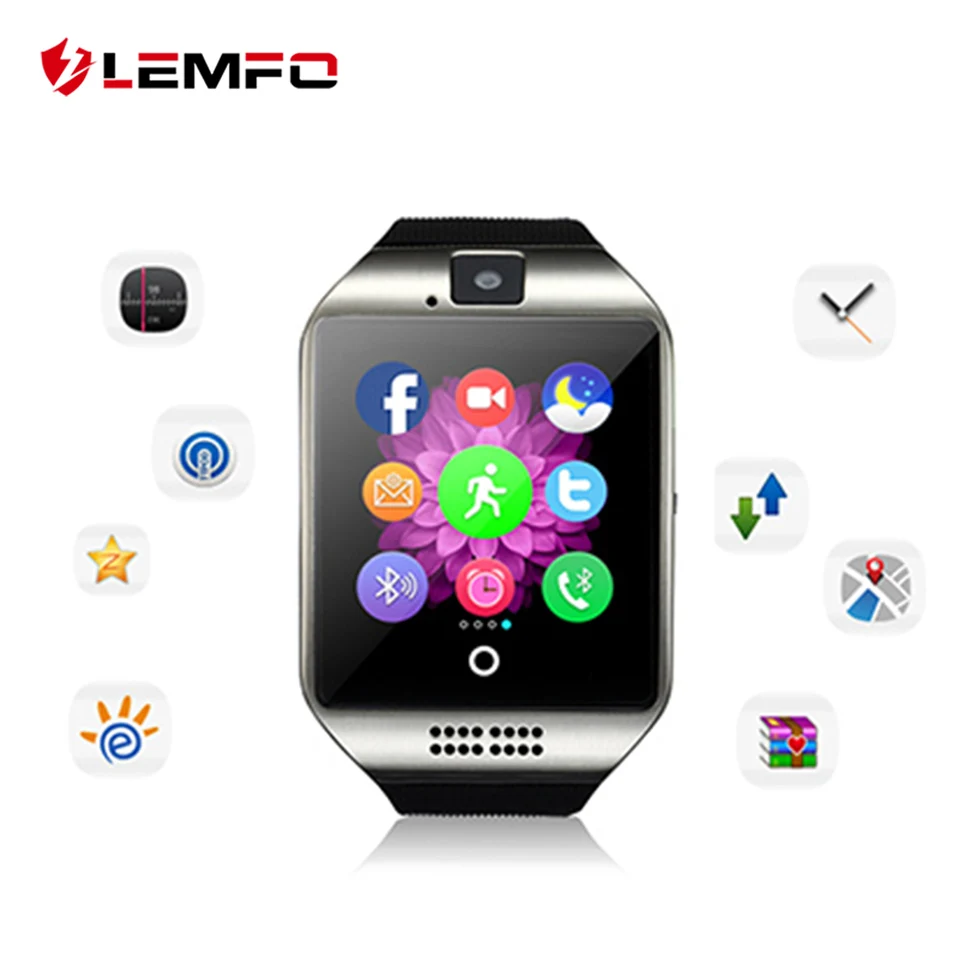 

LEMFO Q18 Smart Watch with Touch Screen Big Battery Support TF Sim Card Camera Bluetooth for Android IOS Phone