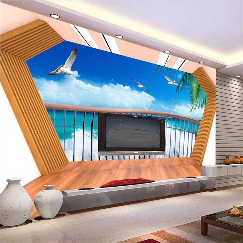 

beibehang Customize HD mural 3d wallpaper Three-dimensional space seaside scenery europe papel de parede wholesale murals