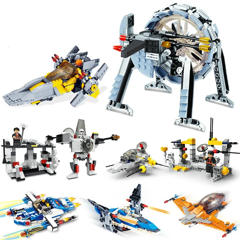 

Star Wars 2 in 1 Building Blocks Airplane Fighter troopers Ships Flying Battle Plane Interstellar Exploration