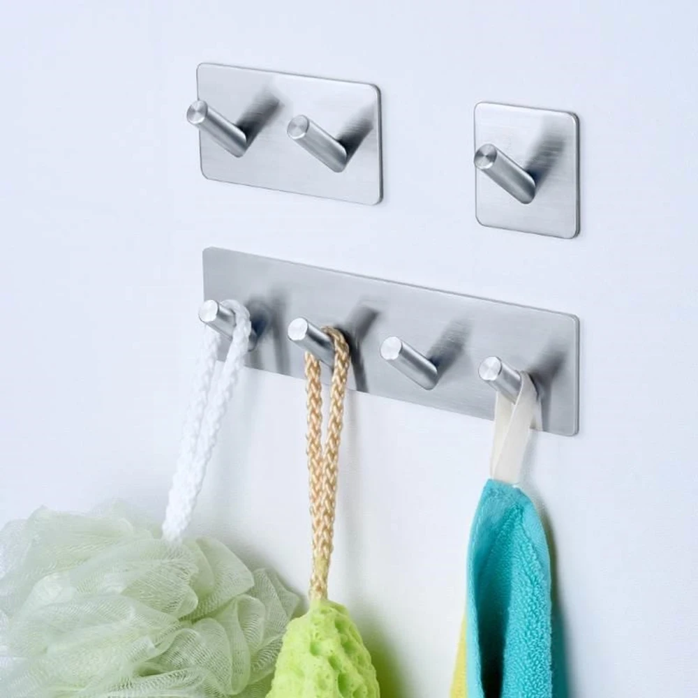 Self Adhesive Wall Door Back Hooks Heavy Duty Stainless Steel Clothing