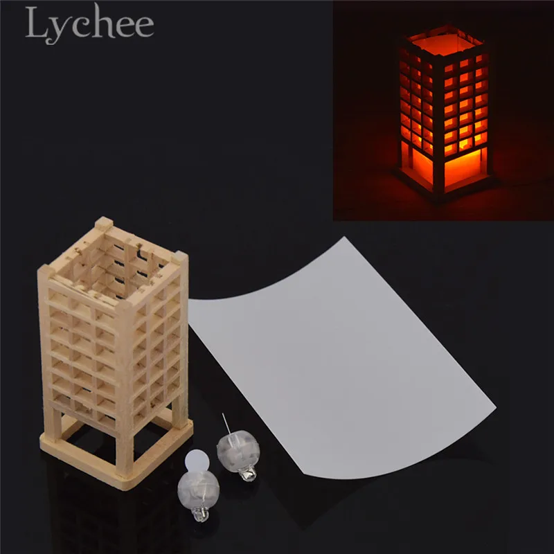 

Lychee Japanese Style Wooden Lantern Model Mini Dollhouse Decorations Zen Garden Sand Tray Ornaments