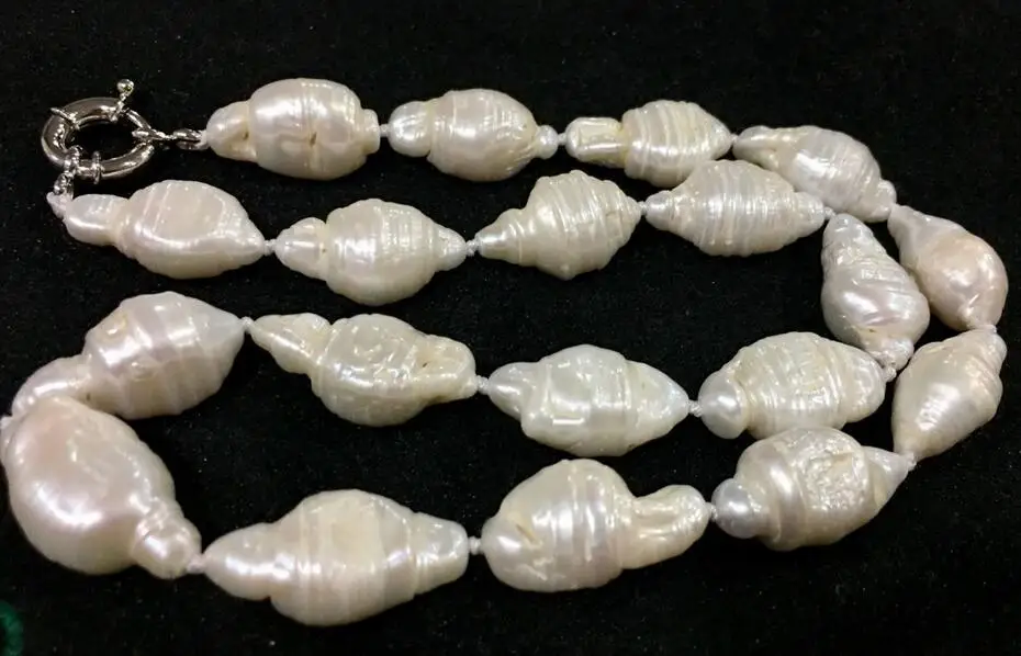 

BEAUTIFUL 12x16 MM WHITE BAROQUE PEARL NECKLACE 18" 36"AAA