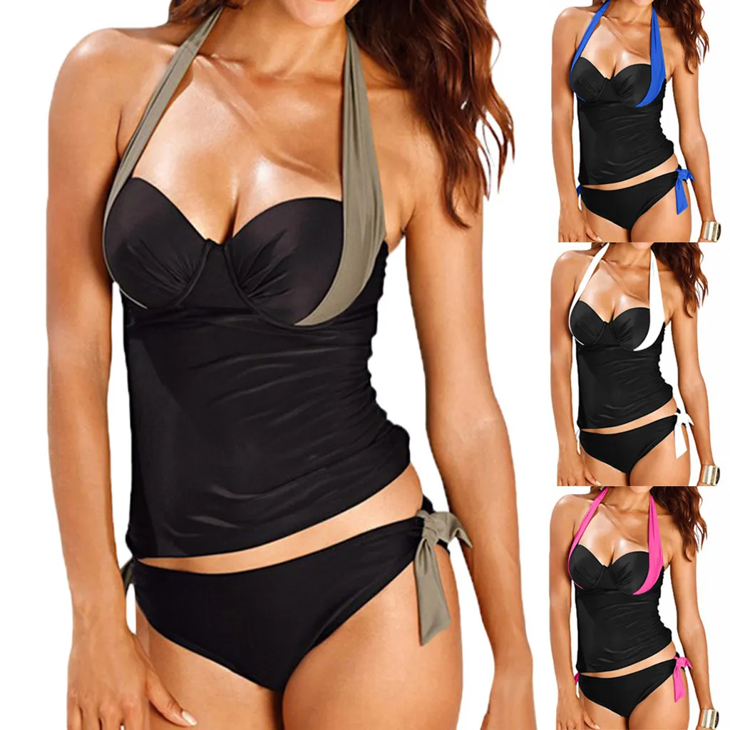 

2019 tops Summer Women Tankini Sets With Boy Shorts Ladies Bikini Set Swimwear Push-Up Padded Bra BIQINI 30