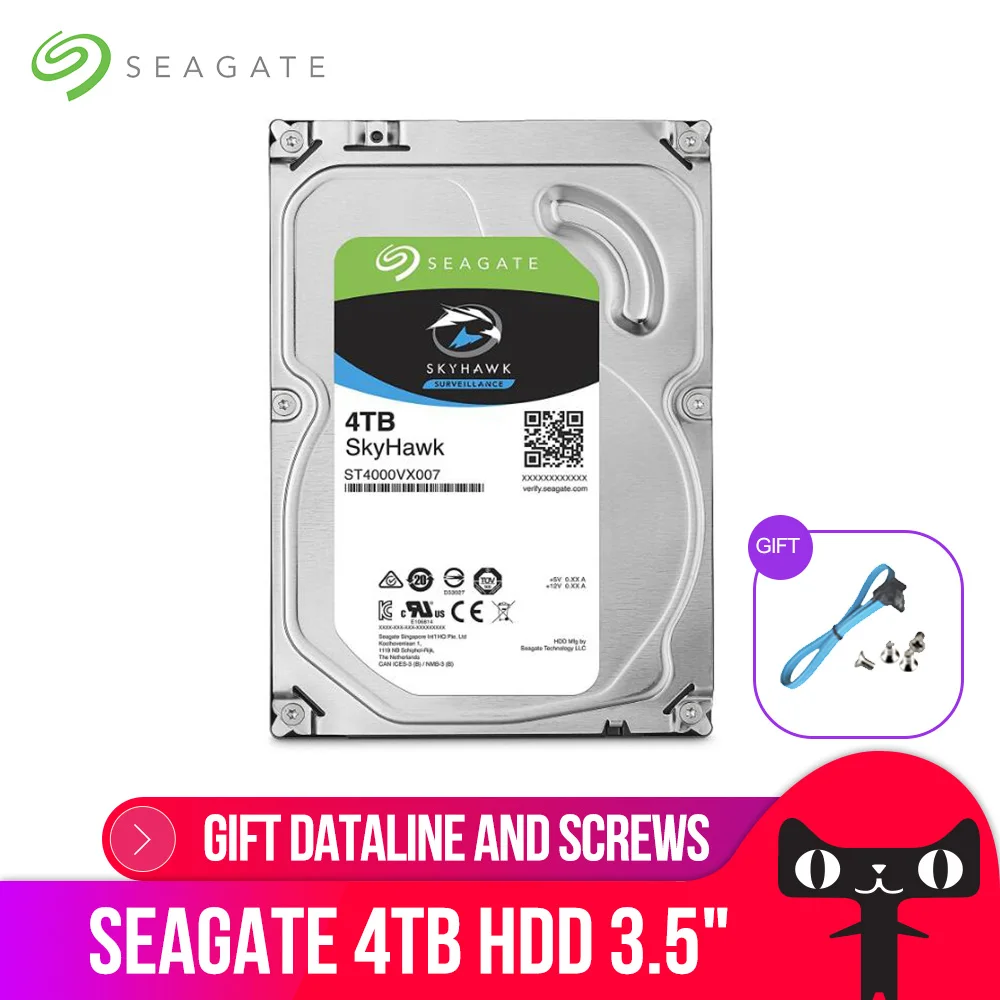 Seagate 4TB 3.5" Video Surveillance HDD Internal Hard Disk Drive 5900 RPM SATA 6Gb/s 64MB Cache HDD For Security ST4000VX007
Seagate 4TB 3.5" Video Surveillance HDD Internal Hard Disk Drive 5900 RPM SATA 6Gb/s 64MB Cache HDD For Security ST4000VX007