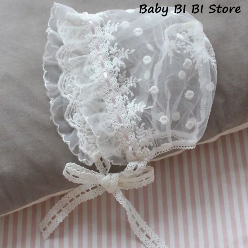 Summer Sweet Newborn Cap Child Wide Side Lace Lacing Hat Maternal and Child Supplies Princess Cool Baby Girls Hats crochet baby accessories Baby Accessories