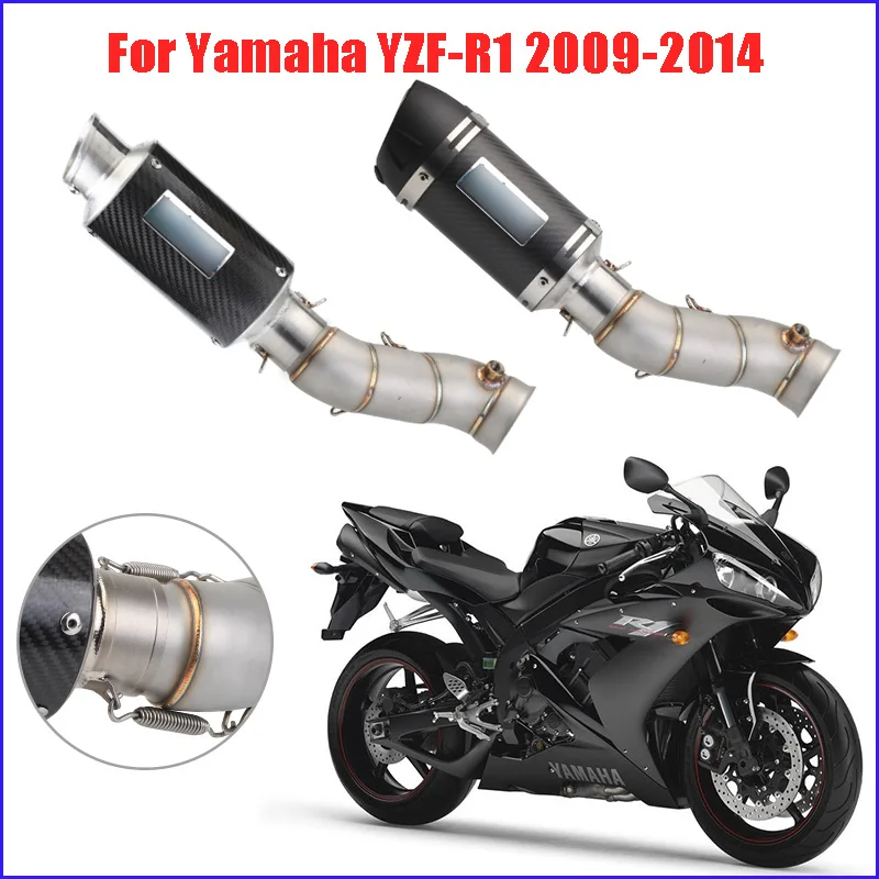 

Slip-on Motorcycle R1 Exhaust Muffler Silencer Tip Tail Exhaust Mid Link Pipe Connect Section Tube for Yamaha YZF-R1 2009-2014