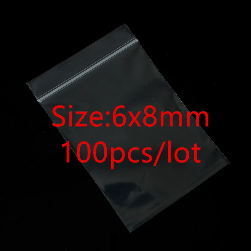 100 шт./лот прозрачные Самоуплотняющиеся пластиковые пакеты на молнии 4*6/5*7/6*8/7*10 см чистый мешок с застежкой для упаковки ювелирных изделий - Цвет: 6x8mm