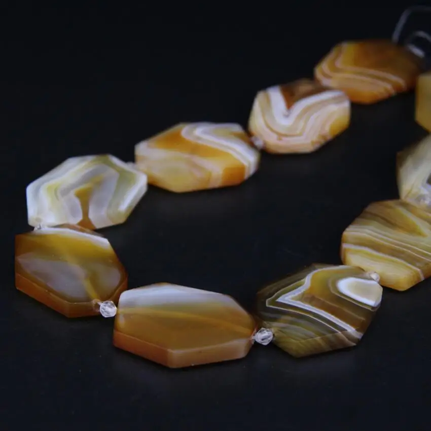 

15.5"/strand Natural Brown Stripe Agates Faceted Slab Slice Loose Beads,Gems Stone Cut Nugget Pendants Necklace Jewelry Making