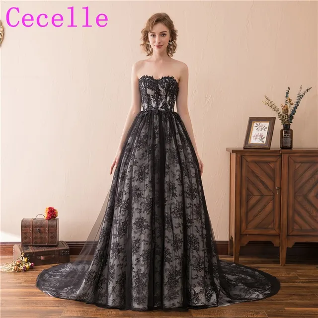 Black Gothic Ball Gown Wedding Dresses With Color Lace Colorful Non Black Gothic Ball Gown Wedding Dresses With Color Lace Colorful Non White Bridal Gowns Vintage Corset