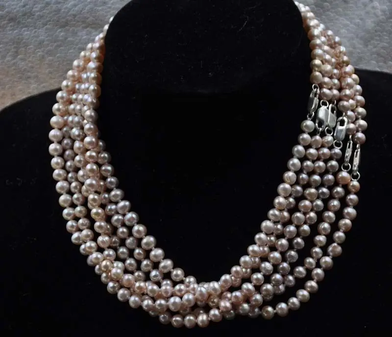 wholesale 6 Strands 6 7mm purple freshwater pearl necklacein Chain