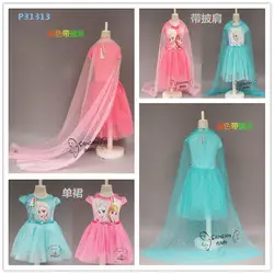Бесплатная доставка ems и dhl; платье принцессы для маленьких девочек; лето 2019 г.; розовое, синее платье Эльзы на Хэллоуин; платье принцессы;