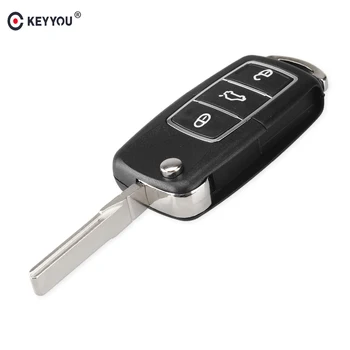 

KEYYOU Replacement Car Key Shell For VW VOLKSWAGEN Jetta Beetle Passat 3 Button Flip Remote Key Shell Fob Case Blank HAA Blade