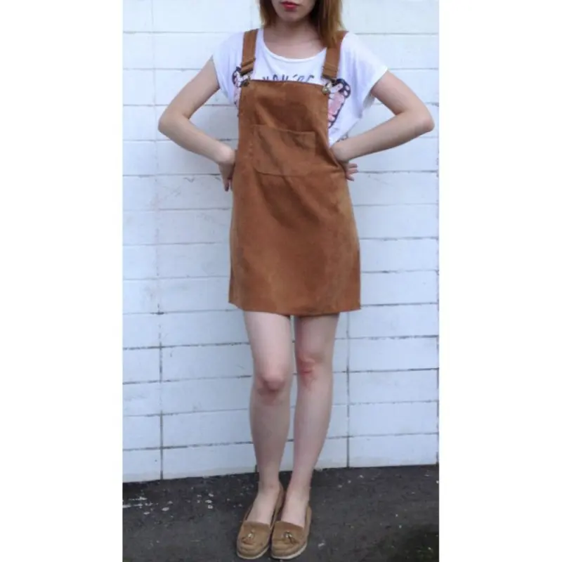 Женская Вельветовая юбка на бретелях с карманами без рукавов|suspender skirt|fashion skirtoverall