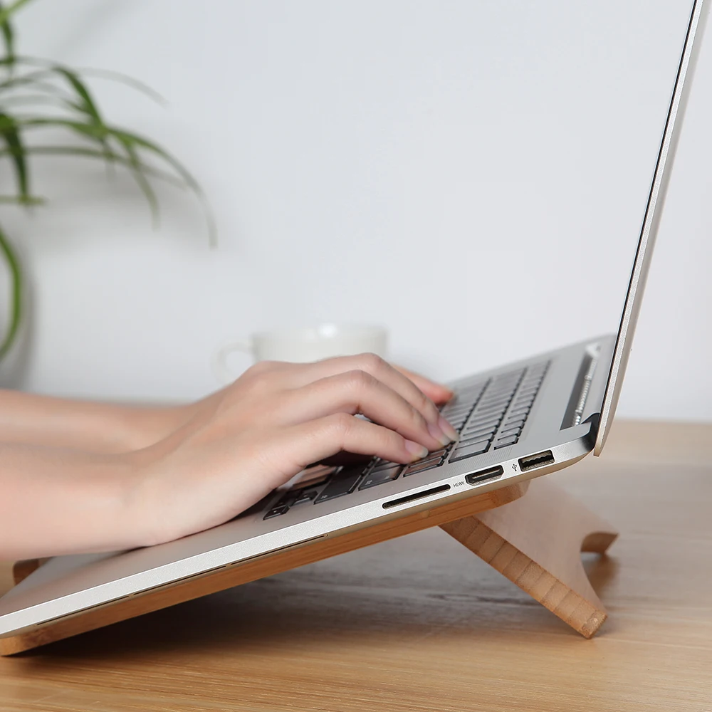 Natural Bamboo Portable Desk Laptop Computer Stand for MacBook