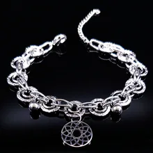 Модный браслет из нержавеющей стали для женщин ювелирные изделия серебряный цвет цветок жизни браслет ювелирное изделие подарок pulsera B17823