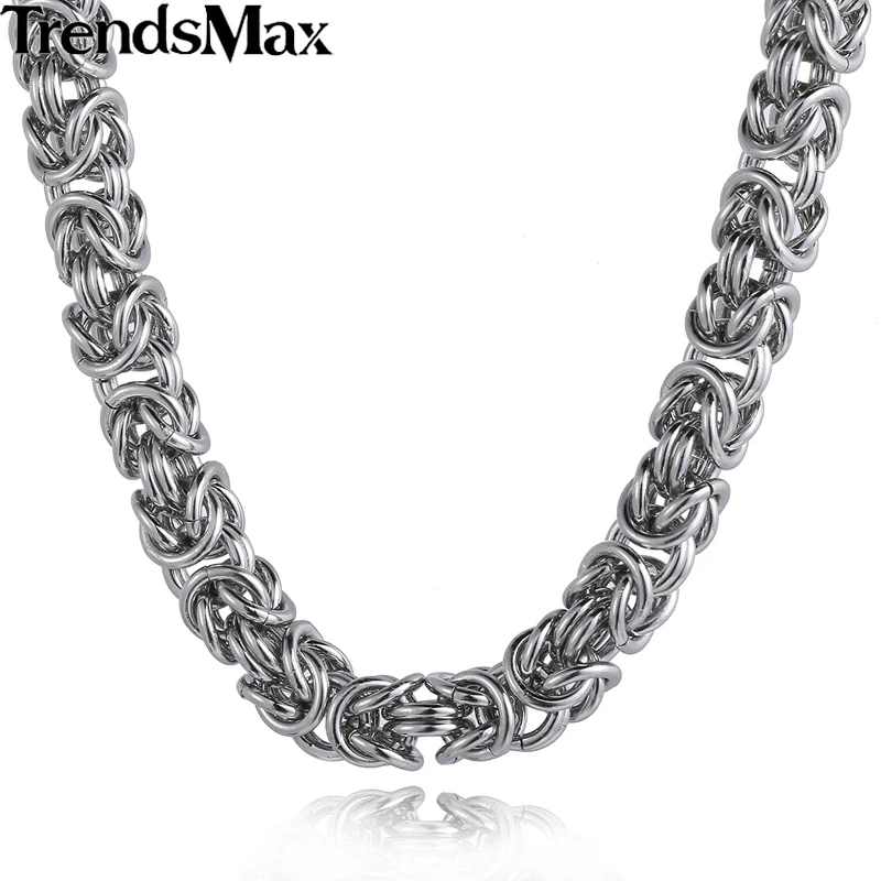 Trendsmax Stainless Steel Byzantine Link Silver Color Gold color Necklace Mens Chain Boy Wholesale Jewelry KNM101