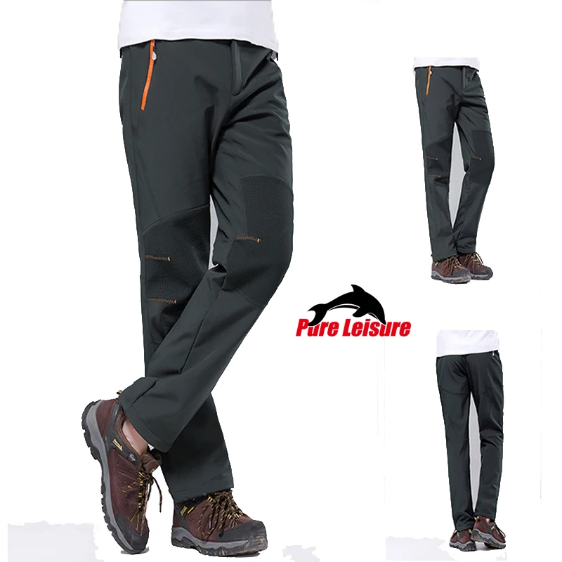 PureLeisure Men Outdoor Waterproof Fishing Pants Fleece Softshell